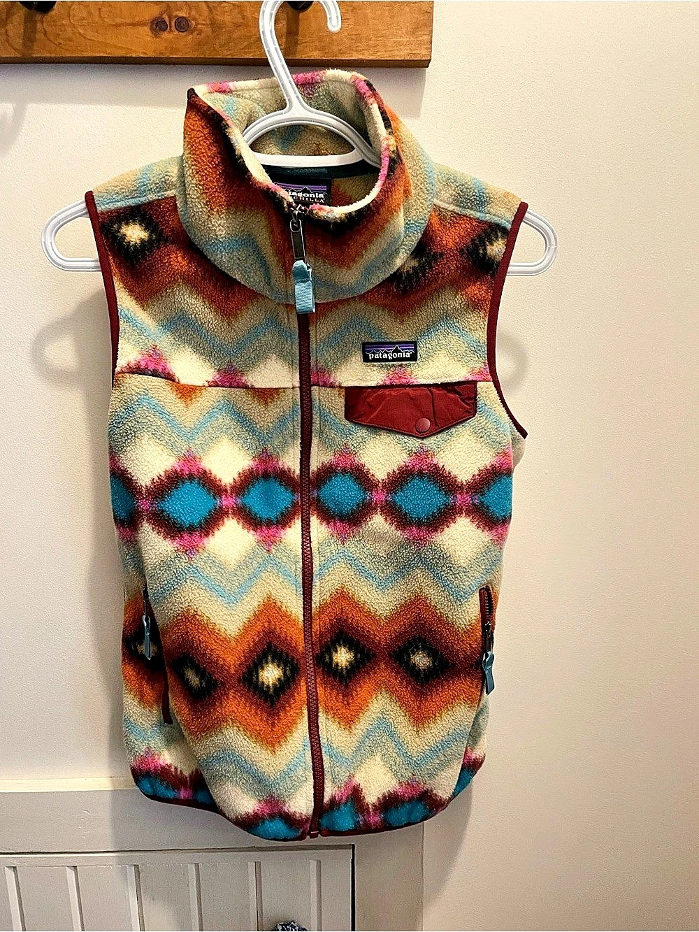 Patagonia Synchilla Geometric Fleece Vest Multicolor Size Small Like New